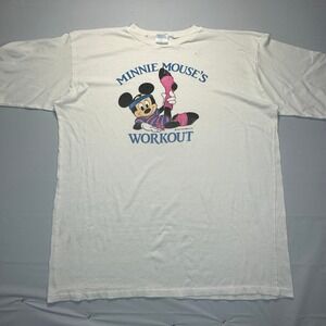 Vintage Allison Minnie Mouse Workout T-Shirt White 80s Disney Made in USA OSFA
